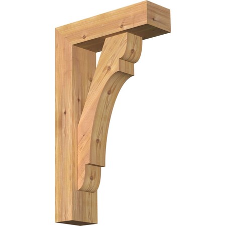 Ekena Millwork Olympic Block Smooth Bracket w/ Offset Brace, Western Red Cedar, 5 1/2"W x 18"D x 30"H BKT0604X18X30OLY05SWR